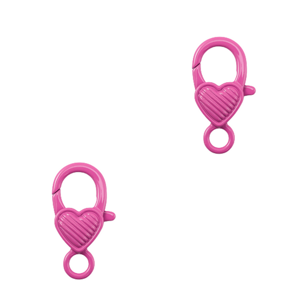 Sleutelhanger Karabijnslot 27mm Roze Hart - 1 Stuk