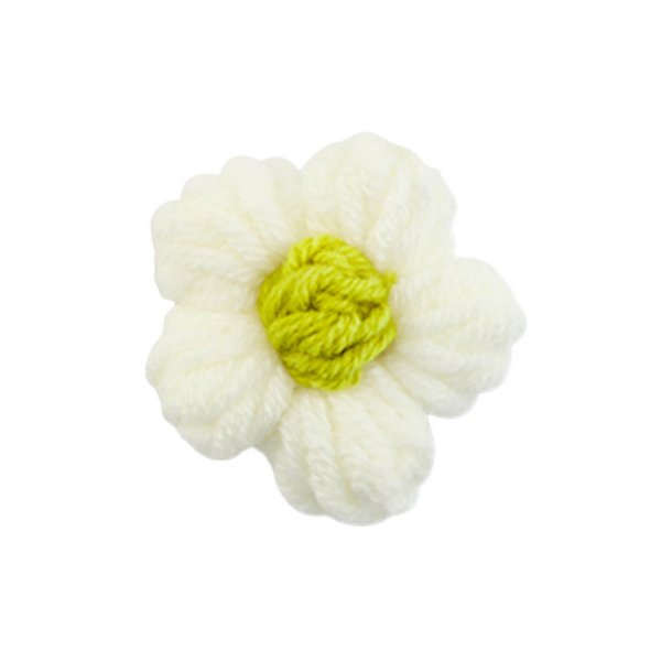 Gehaakte Bloem 4.4cm Wit Groen - 1 Stuk