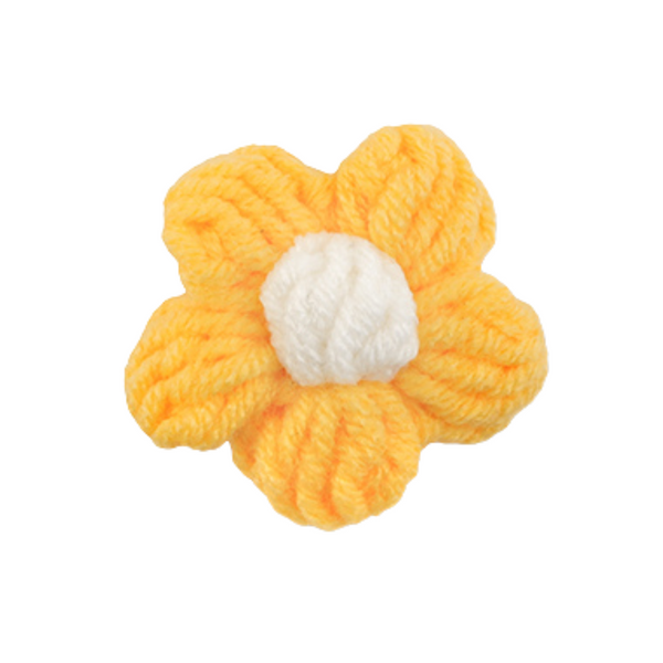 Gehaakte Bloem 4.4cm Geel Wit - 1 Stuk
