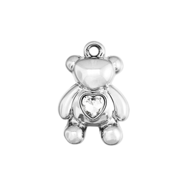 Statement Hanger Beer Met Hart 4cm Zilver - 1 Stuk