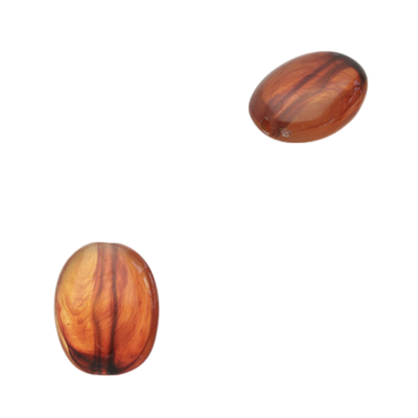 Acryl Kraal Ovaal Bruin Oranje 19x15mm - 1 stuk