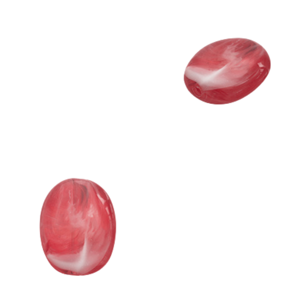 Acryl Kraal Ovaal Rood 19x15mm - 1 stuk