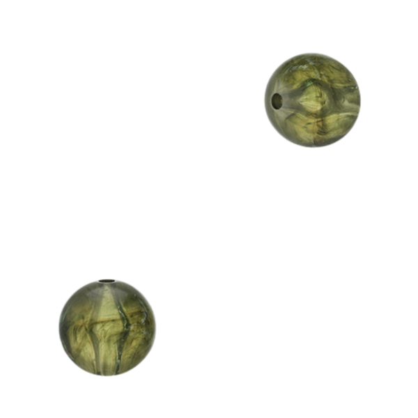 12mm Acryl Kralen Rond Olijf Groen - 10 stuks