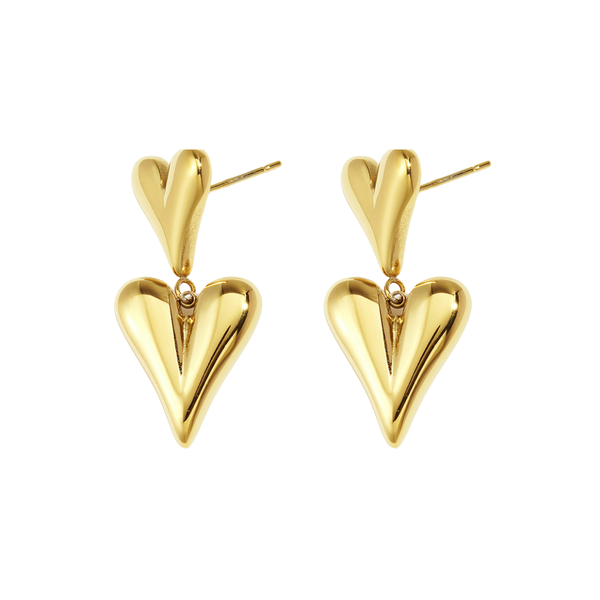 Oorbellen Stud Double Heart