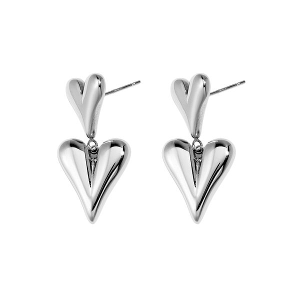 Oorbellen Stud Double Heart