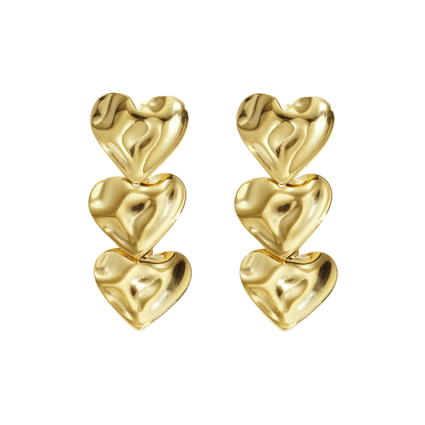 Oorbellen Stud Triple Heart