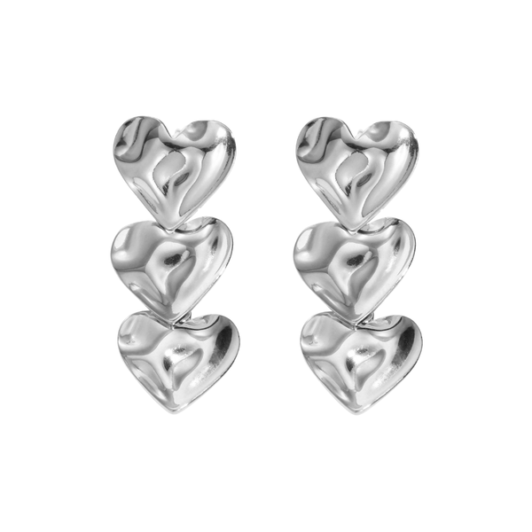 Oorbellen Stud Triple Heart