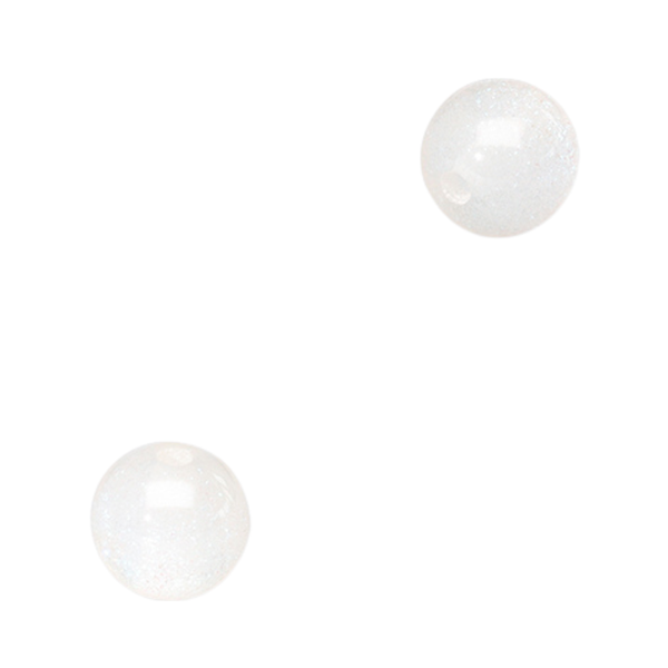 12mm Acryl Kralen Rond Glitter Wit - 10 stuks