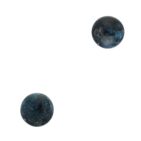 12mm Acryl Kralen Rond Glitter Zwart Blauw - 10 stuks