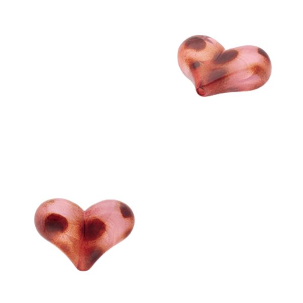 Acryl Kraal Hart Dots Roze Bruin 16x22mm - 1 stuk