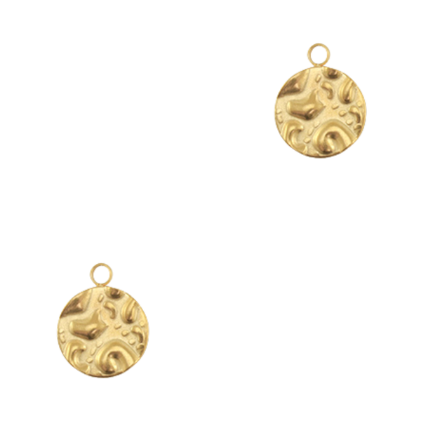 Bedel (Stainless steel) Munt Met Textuur 14mm Goud - 1 stuk