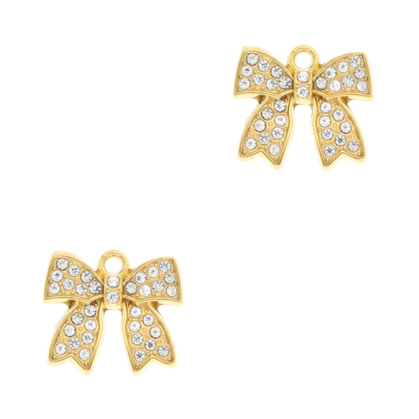 Bedel (Stainless steel) Strik Met Steentjes 19mm Goud - 1 stuk