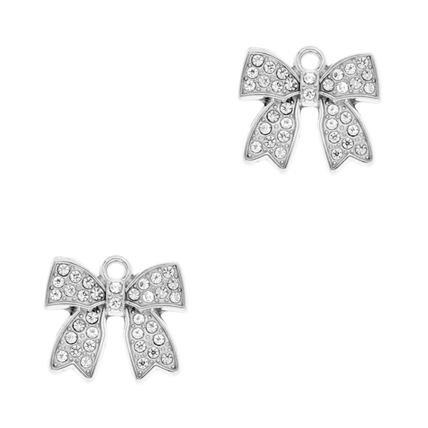 Bedel (Stainless steel) Strik Met Steentjes 19mm Zilver - 1 stuk