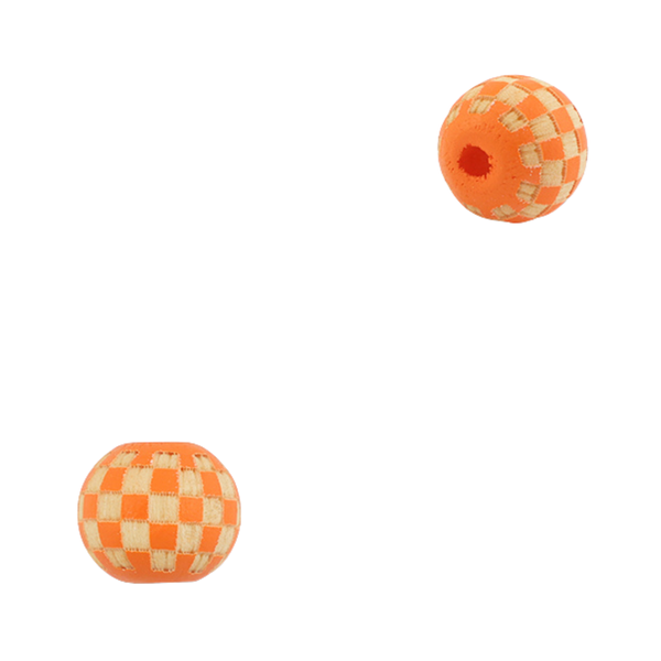 Houten Kralen Blokjes Oranje Naturel 10mm - 10 stuks