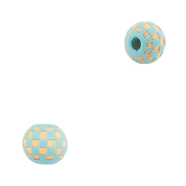 Houten Kralen Blokjes Blauw Naturel 10mm - 10 stuks