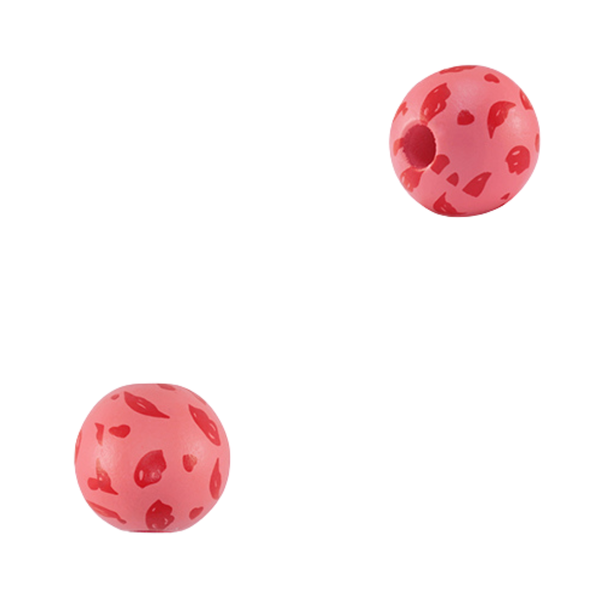 Houten Kraal Lipjes Roze Rood 16mm - 1 stuk