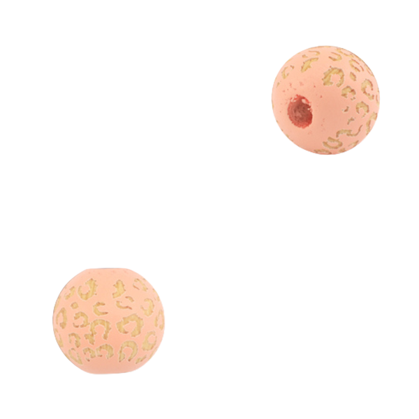 Houten Kraal Luipaard Zalm Roze Naturel 16mm - 1 stuk