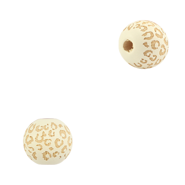 Houten Kraal Luipaard Wit Naturel 16mm - 1 stuk