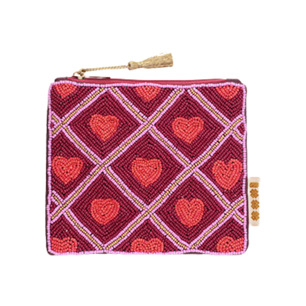 Make-up Tasje Kralen Hartjes Rood Roze