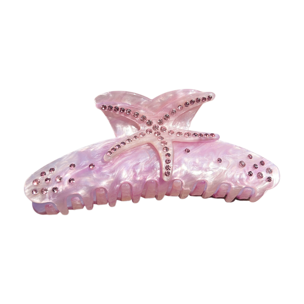 Haarclip Glitter Starfish Pink