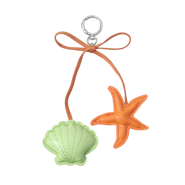 Sleutelhanger Zeester Schelp Oranje Groen