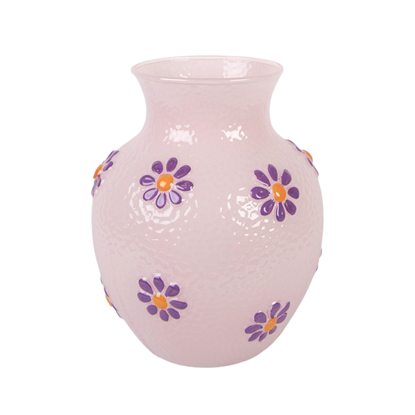 Vaas Roze Met Paarse Bloemen