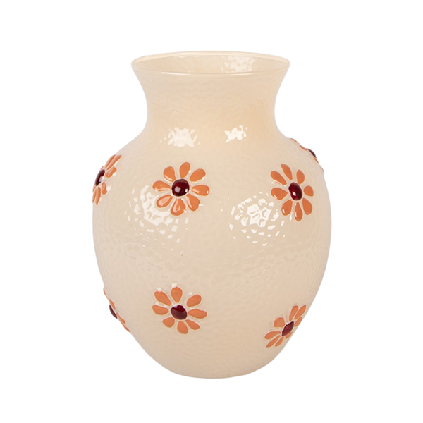 Vaas Creme Met Oranje Bloemen