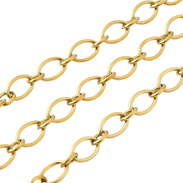 Jasseron (stainless steel) Oval Rolo 8.5x5.5mm Goud (per 20cm)