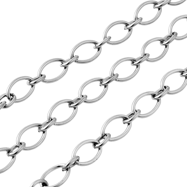 Jasseron (stainless steel) Oval Rolo 8.5x5.5mm Zilver (per 20cm)