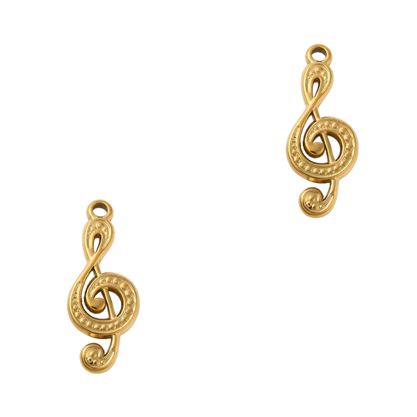 Bedel (Stainless steel) Muzieknoot 28mm Goud - 1 stuk