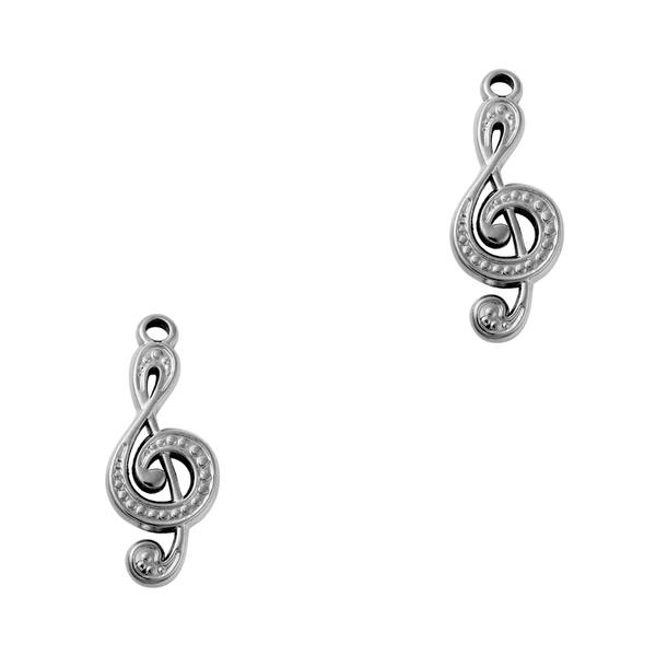 Bedel (Stainless steel) Muzieknoot 28mm Zilver - 1 stuk