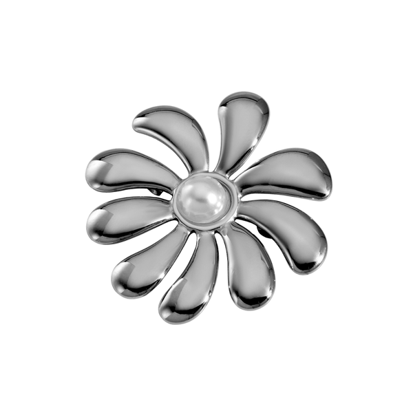 Broche Bloem Parel Zilver