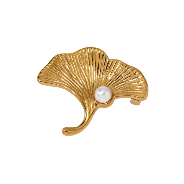 Broche Ginkgo Blad Goud