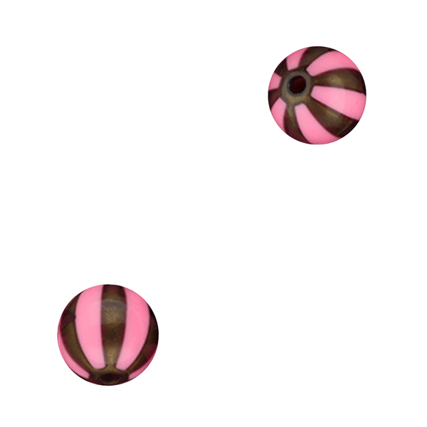 12mm Acryl Kralen Strepen Roze Bruin - 1 stuk
