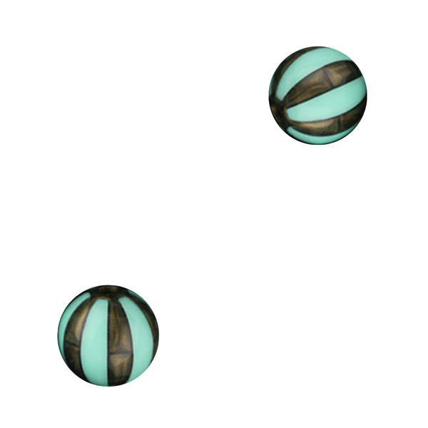12mm Acryl Kralen Strepen Turquoise Bruin - 1 stuk