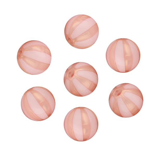 15mm Acryl Kralen Strepen Roze Peach - 1 stuk