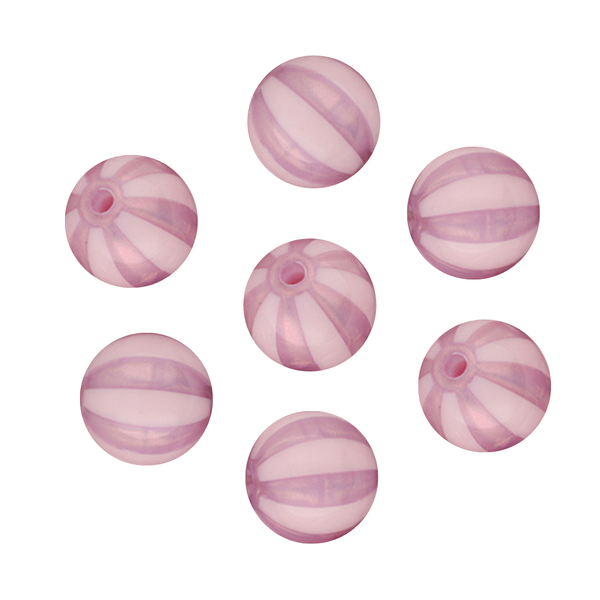 15mm Acryl Kralen Strepen Vintage Roze - 1 stuk