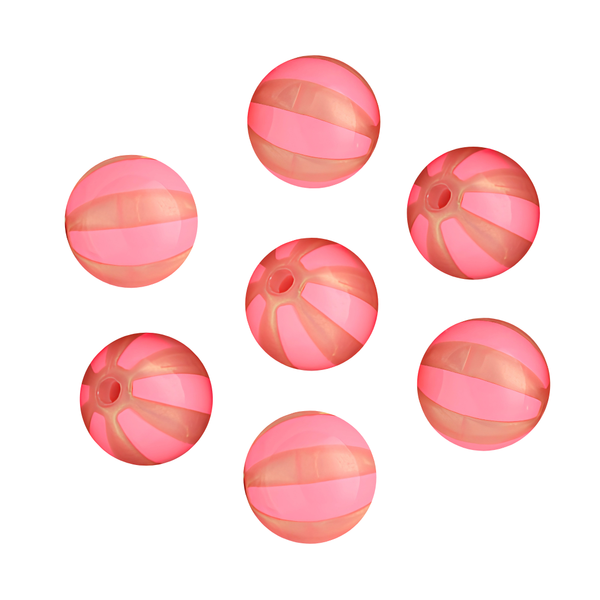 15mm Acryl Kralen Strepen Koraal Roze - 1 stuk