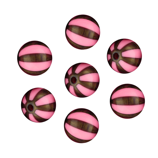 15mm Acryl Kralen Strepen Roze Bruin - 1 stuk