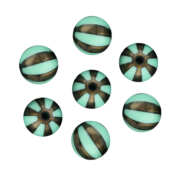 15mm Acryl Kralen Strepen Turquoise Bruin - 1 stuk