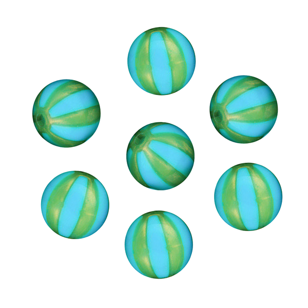 15mm Acryl Kralen Strepen Blauw Groen - 1 stuk