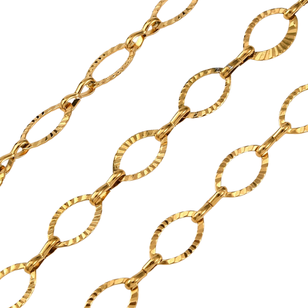 Jasseron (stainless steel) Oval Link Texture 11.6x6.5mm Goud (per 20cm)