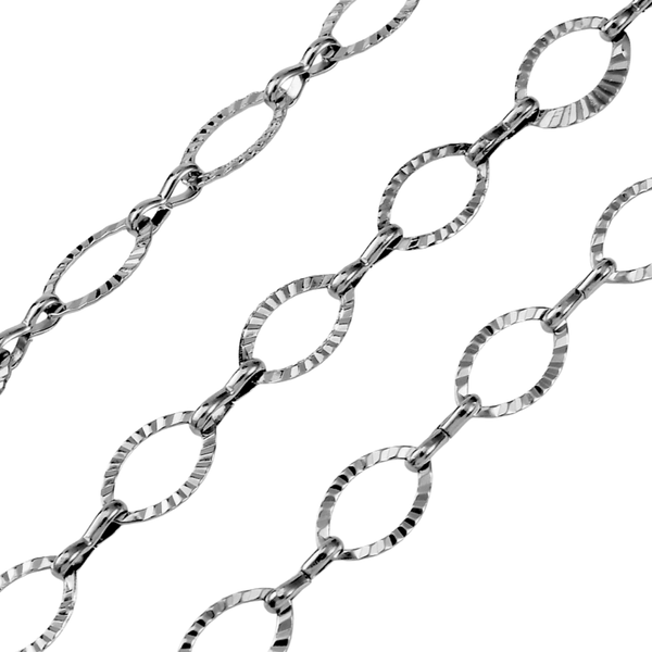 Jasseron (stainless steel) Oval Link Texture 11.6x6.5mm Zilver (per 20cm)