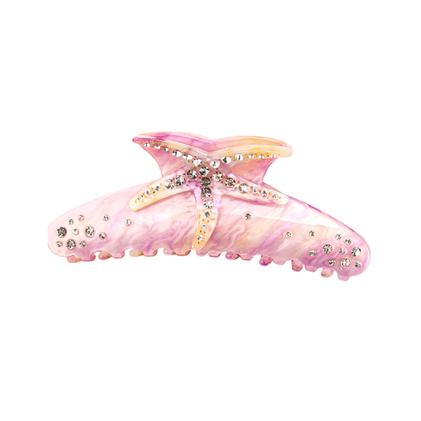 Haarclip Glitter Starfish Pink Yellow
