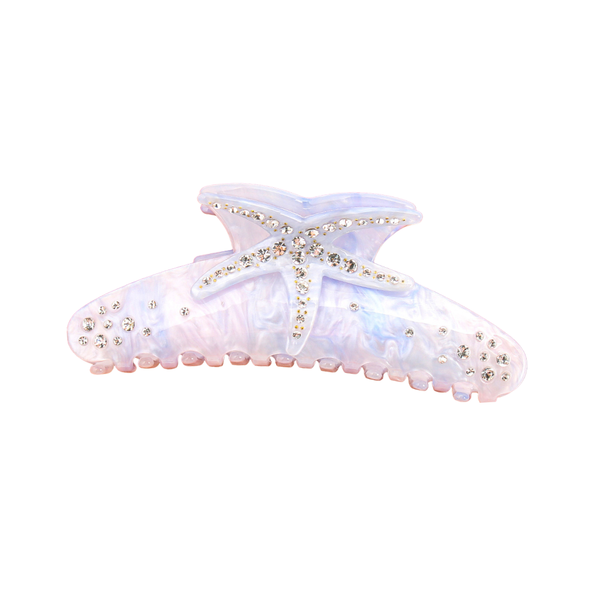 Haarclip Glitter Starfish Light Blue