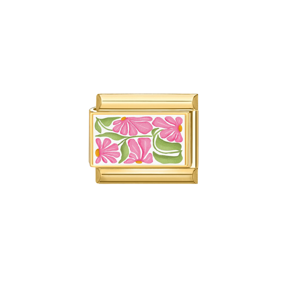 Italian Charm Bloemen Roze Goud - 1 Stuk