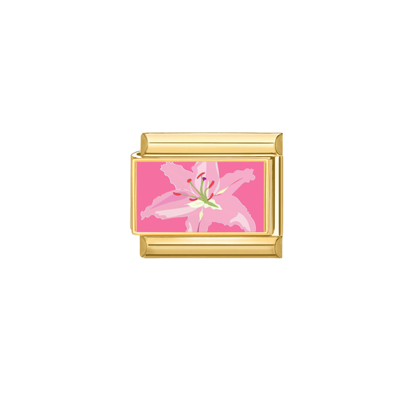 Italian Charm Hibiscus Bloem Roze Goud - 1 Stuk