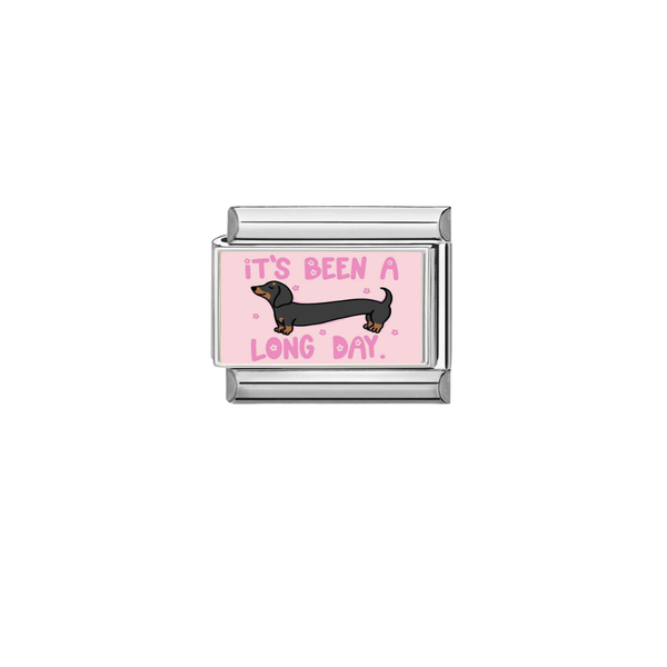 Italian Charm Hond Teckel Roze Zilver - 1 Stuk