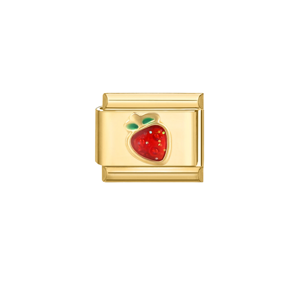 Italian Charm Aardbei Rood Goud - 1 Stuk