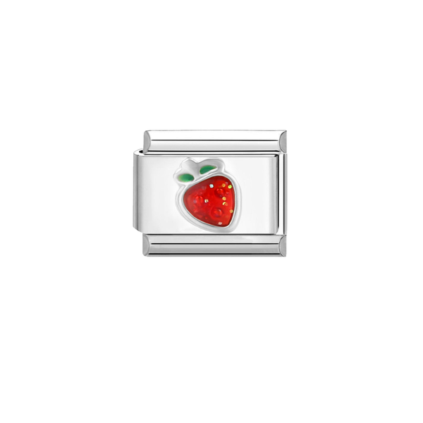Italian Charm Aardbei Rood Zilver - 1 Stuk